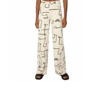 NWT WeWoreWhat High Rise Wide Leg Scribble Jean, Size 24